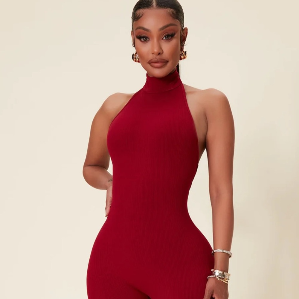 Snatched Red Backless Jumpsuit